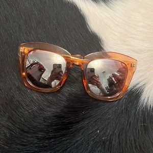 Translucent Orange Sunglasses with Mirrored Shades